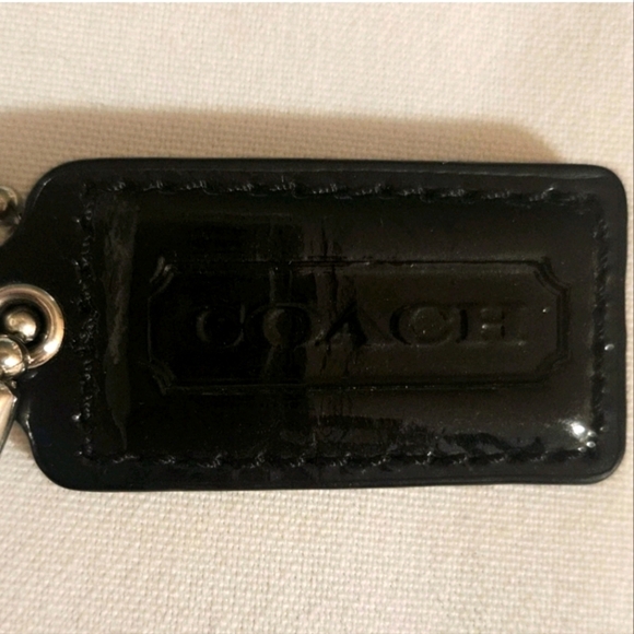 COACH Black Patent Leather Bag Charm Keychain Hang Tag Small   1.5" x 1" - Picture 4 of 6
